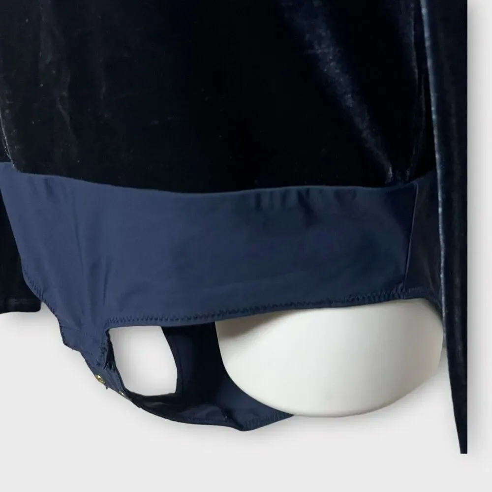 J. CREW Jeans Dark Blue Velvet Long Sleeve Snap Gusset One Piece Bodysuit Size M